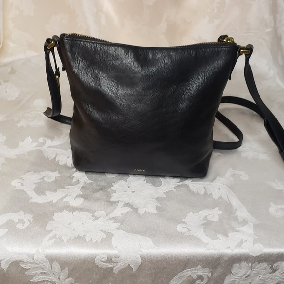 Vintage Fossil Black Leather Crossbody Style Handbagβ - Picture 2 of 7
